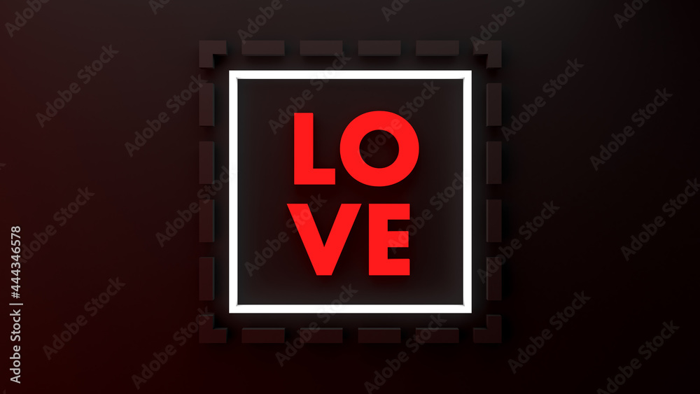 Abstract logo with the word love. Concept. 3D illustration. Background. Icon. Abstract logo with the word love. Concept. 3D illustration. Background. Icon.