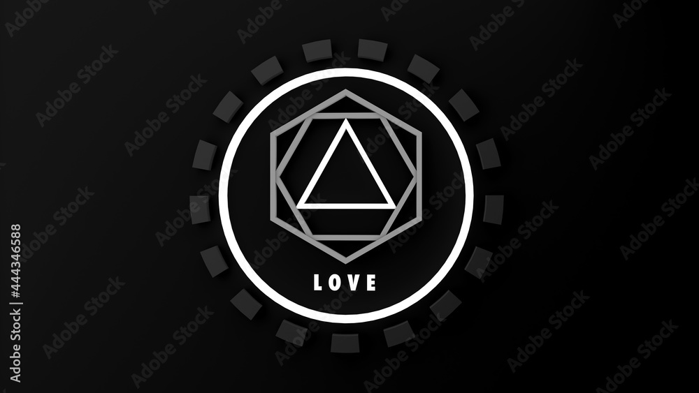 Abstract logo with the word love. Concept. 3D illustration. Background. Icon. Abstract logo with the word love. Concept. 3D illustration. Background. Icon.