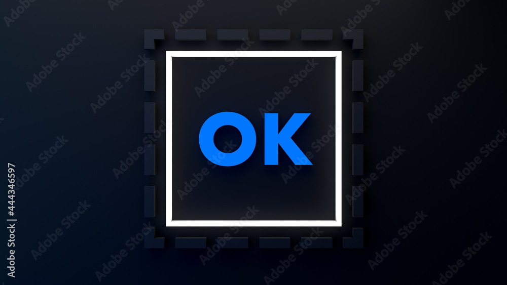 Abstract logo with the word OK. Concept. 3D illustration. Background. Icon. Abstract logo with the word OK. Concept. 3D illustration. Background. Icon.