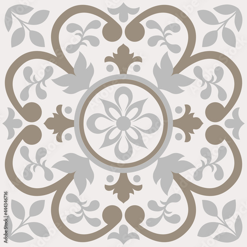 Beige Spanish Tile - Vector Ornamental Illustration
