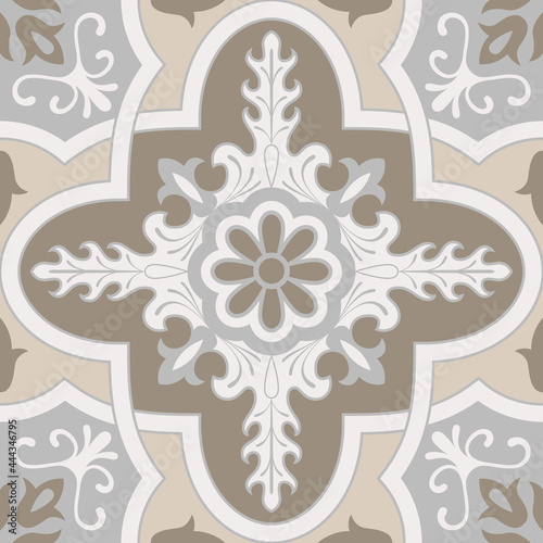 Beige Spanish Tile - Vector Ornamental Illustration