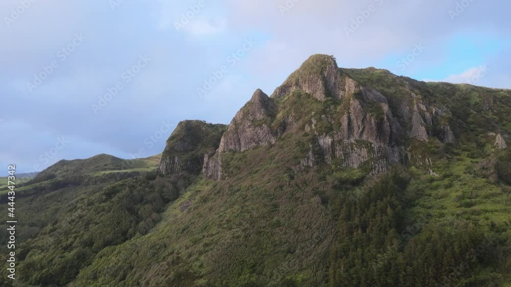 The aerial view of Flores Island in the Azores The aerial view of Flores Island in the Azores
