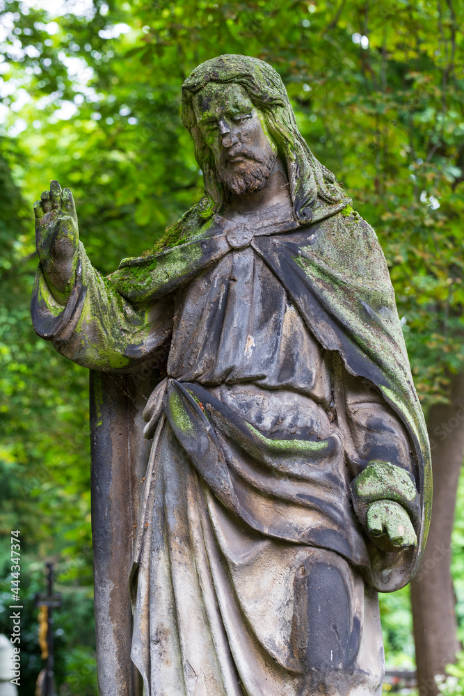 Historic Statue on the mystery old Prague Cemetery, Czech Republic Historic Statue on the mystery old Prague Cemetery, Czech Republic