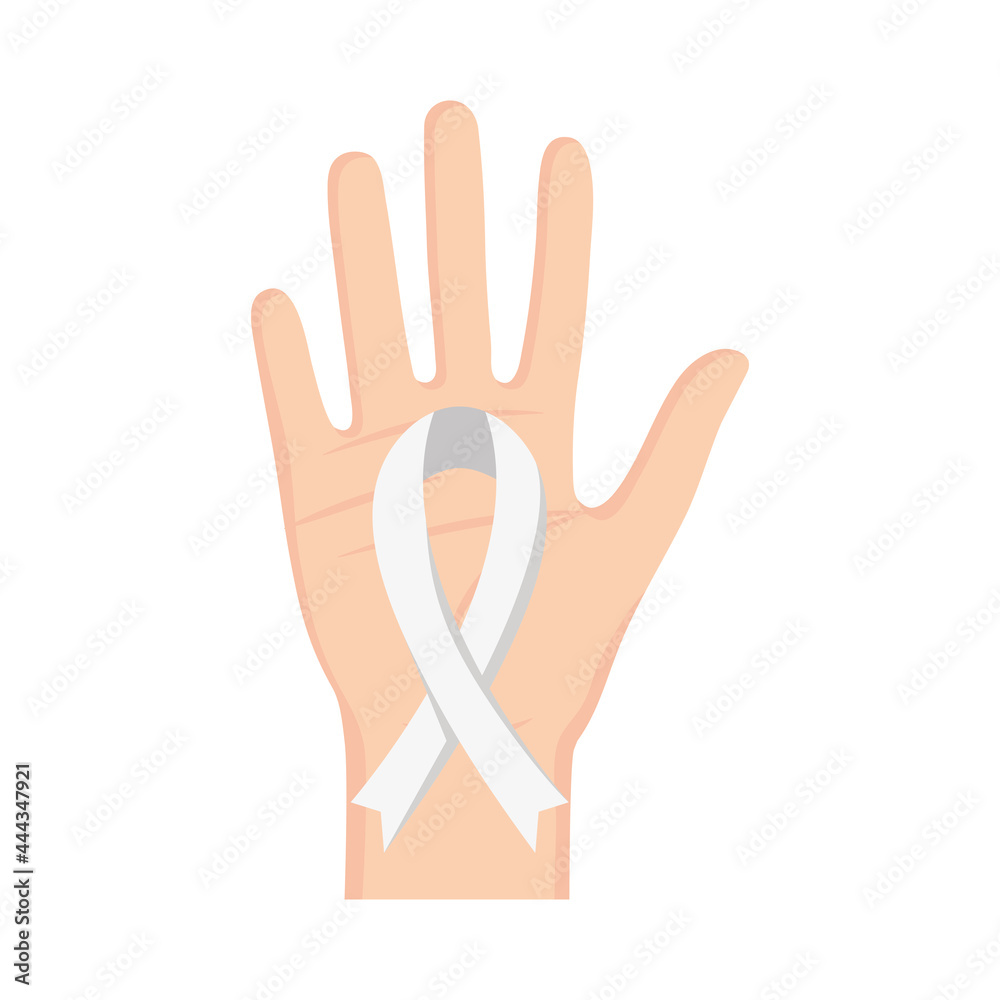 Obraz premium hand with white ribbon