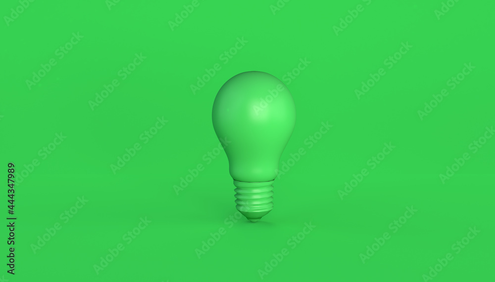 Isolated green light bulb. Idea concept. 3D illustration. Isolated green light bulb. Idea concept. 3D illustration.