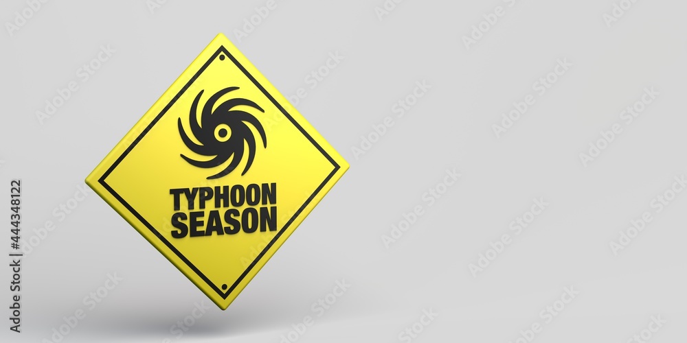 Typhoon season signal. Banner. 3D illustration. Typhoon season signal. Banner. 3D illustration.