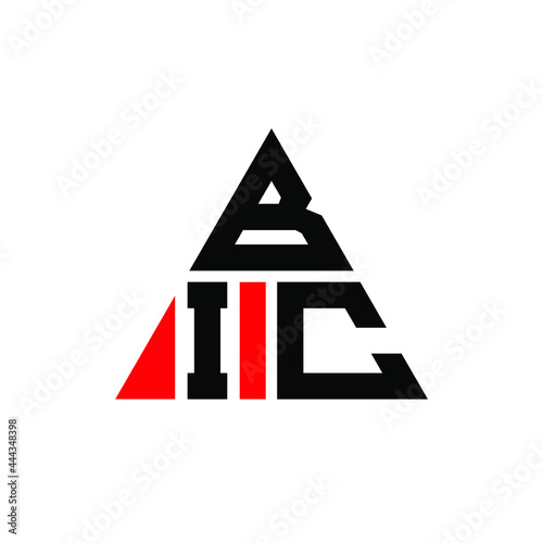 BIC triangle letter logo design with triangle shape. BIC triangle logo design monogram. BIC triangle vector logo template with red color. BIC triangular logo Simple, Elegant, and Luxurious Logo. BIC 
