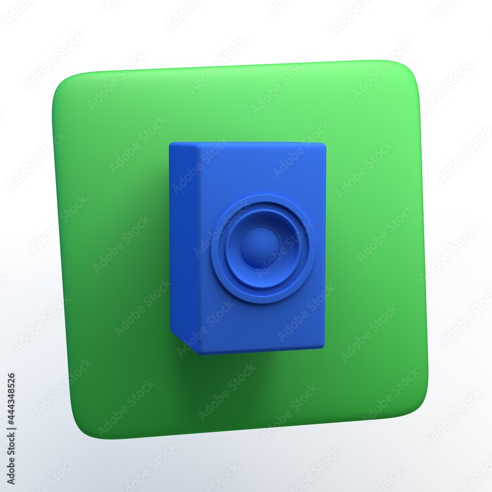 Music icon with speaker on isolated white background. 3D illustration. App. Music icon with speaker on isolated white background. 3D illustration. App.