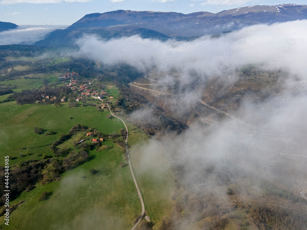 Obraz premium Aerial view of Iskar river Gorge near village of Milanovo, Bulgaria