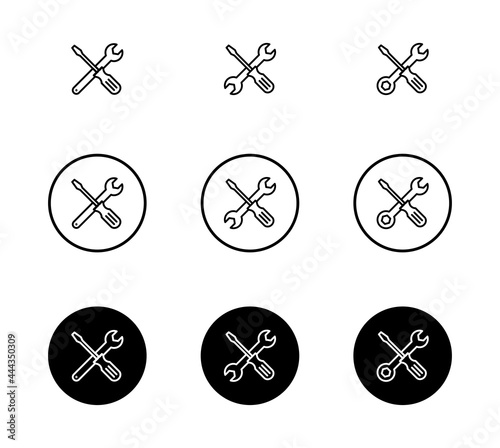 Repair icon set. Wrench, screwdriver and gear icon vector	