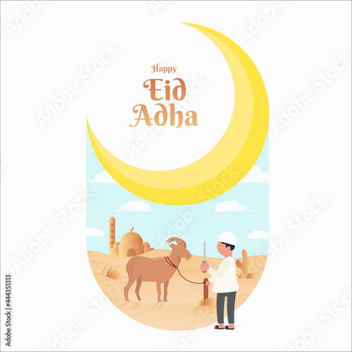 al-azha qurban bayraminiz sacrifice muslim culture celebration illustration islamic badge shape