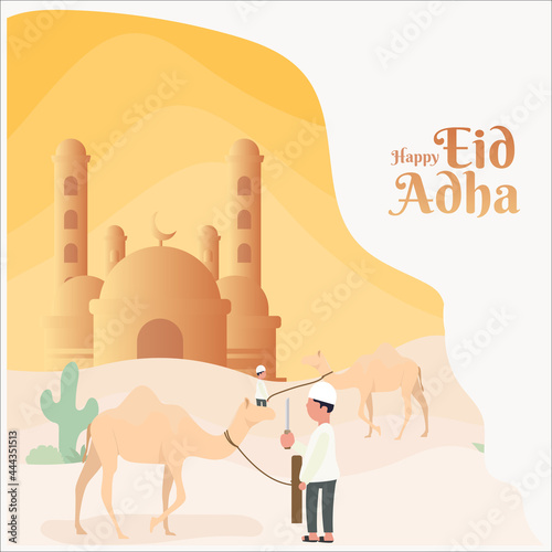 al-azha qurban bayraminiz sacrifice muslim culture celebration. eid adha illustration