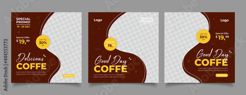 Coffee shop social media post template square banner