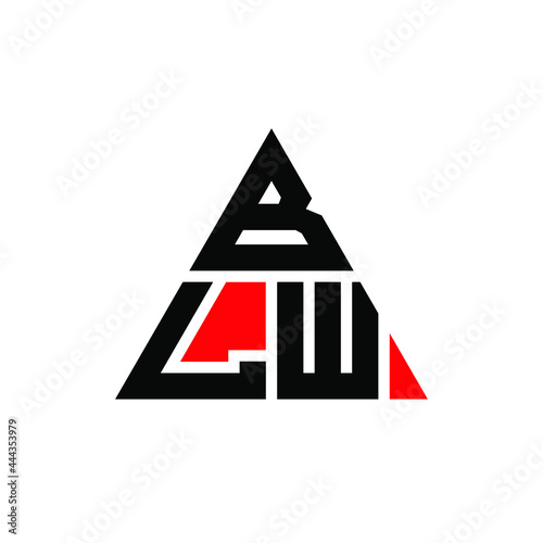 BLW triangle letter logo design with triangle shape. BLW triangle logo design monogram. BLW triangle vector logo template with red color. BLW triangular logo Simple, Elegant, and Luxurious Logo. BLW 