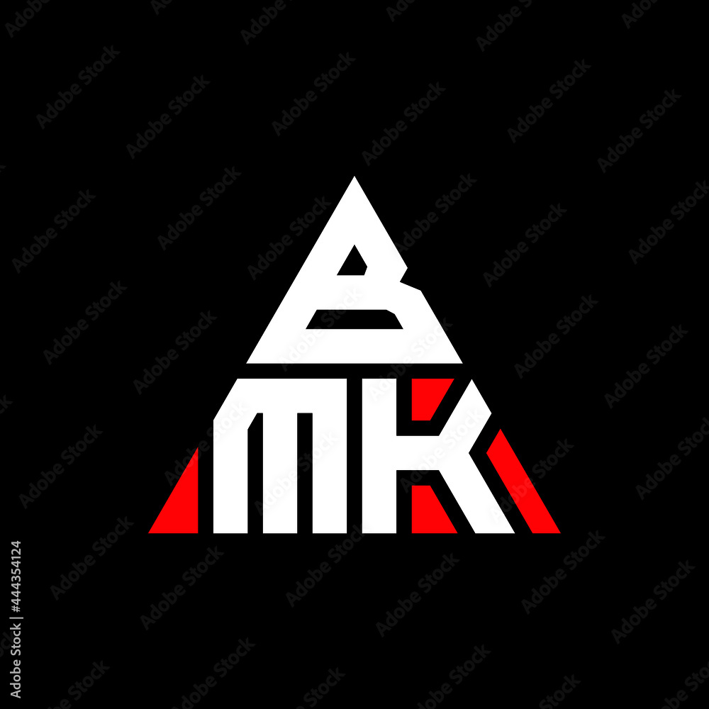 BMK triangle letter logo design with triangle shape. BMK triangle logo