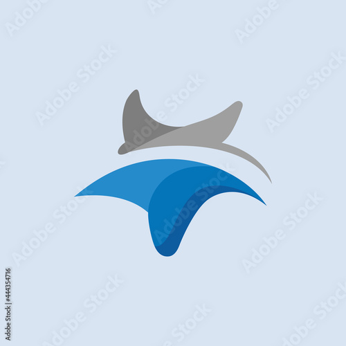 The logo or symbol of a stingray that is shaped like a star flying in the sky. suitable for business or graphic needs about it.