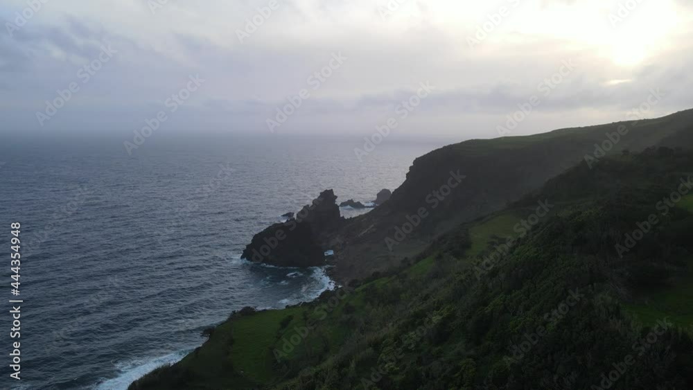 The aerial view of Flores Island in the Azores The aerial view of Flores Island in the Azores