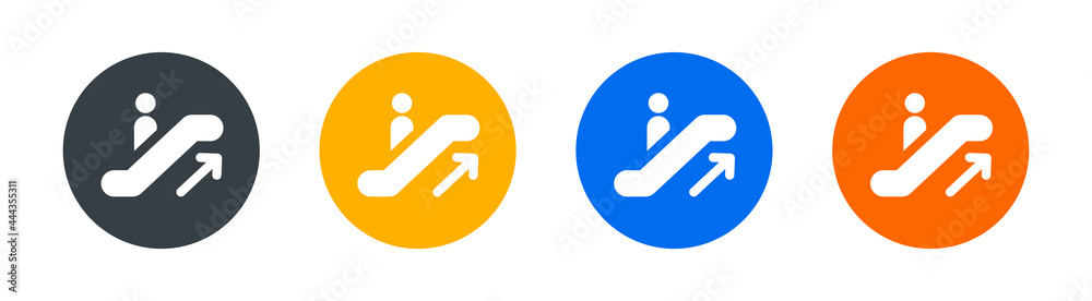 Escalator staircase icon. Elevator moving up stair icon sign isolated on white background. Escalator staircase icon. Elevator moving up stair icon sign isolated on white background.