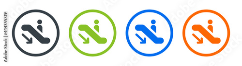 Escalator going down icon. Vector illustration.