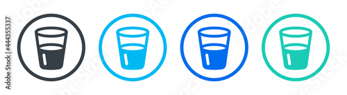 Glass of water icon set. Drinking water symbol isolated on white background.