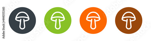 Mushroom icon isolated on white background in colourful design.