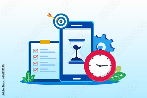 Time management. Business planning. Flat vector template Style Suitable for Web Landing Page, Background.