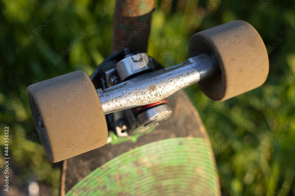 Longboard wheels. Skateboard with big wheels. Longboard wheels. Skateboard with big wheels.