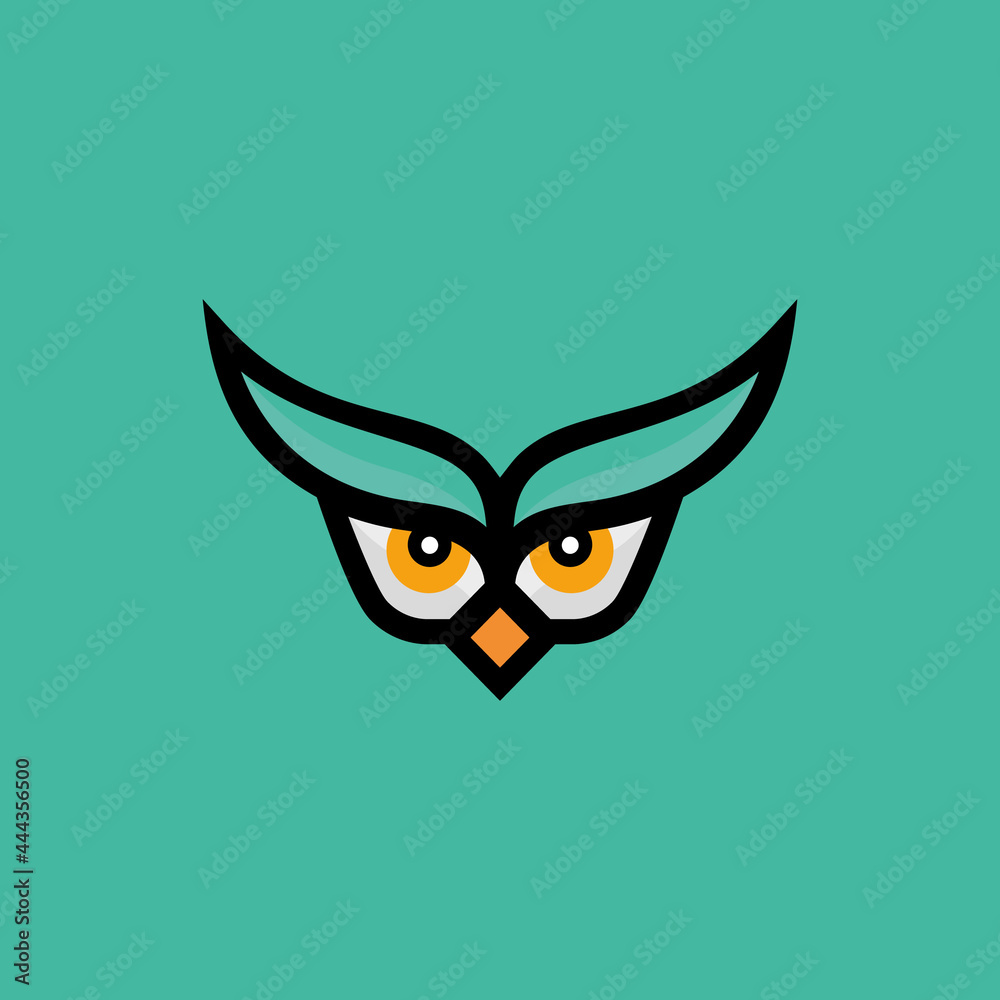 blue owl design illustration. predatory owl. in flat and cartoon style blue owl design illustration. predatory owl. in flat and cartoon style