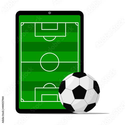 Vector of a soccer ball and mobile match for online game