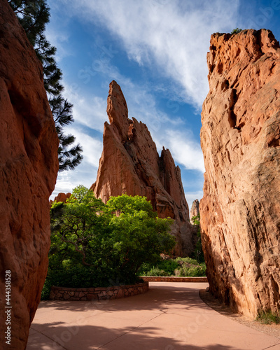 epic wide shot of garden of the gods during a sunny summer day