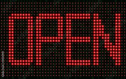 red open led text on the electric  circuit panel