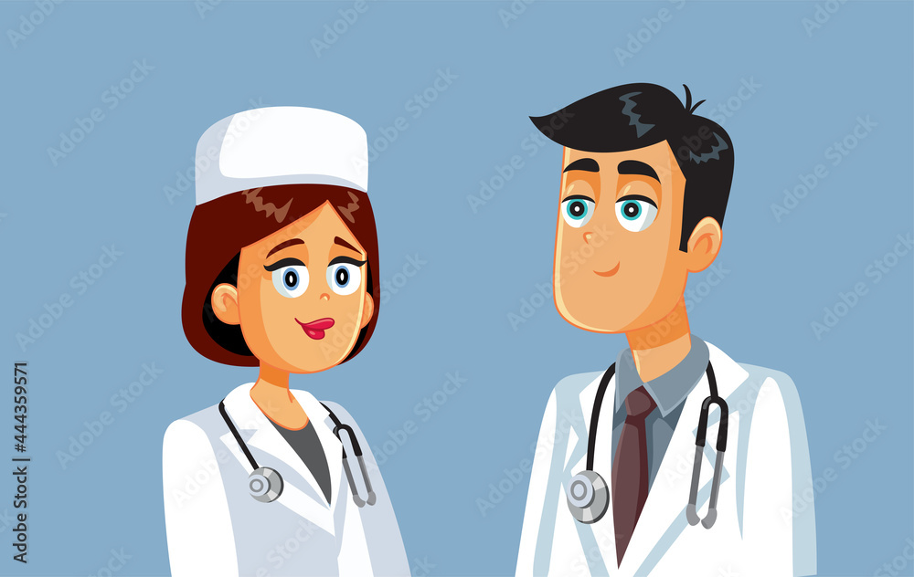 Team of Medical Workers Standing Together Cartoon Illustration