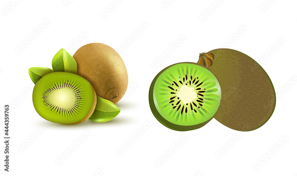 Obraz premium kiwi fruit or chinese gooseberry(Actinidia deliciosa) isolated on a white background