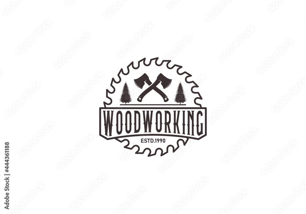 woodworking logo template in white background woodworking logo template in white background