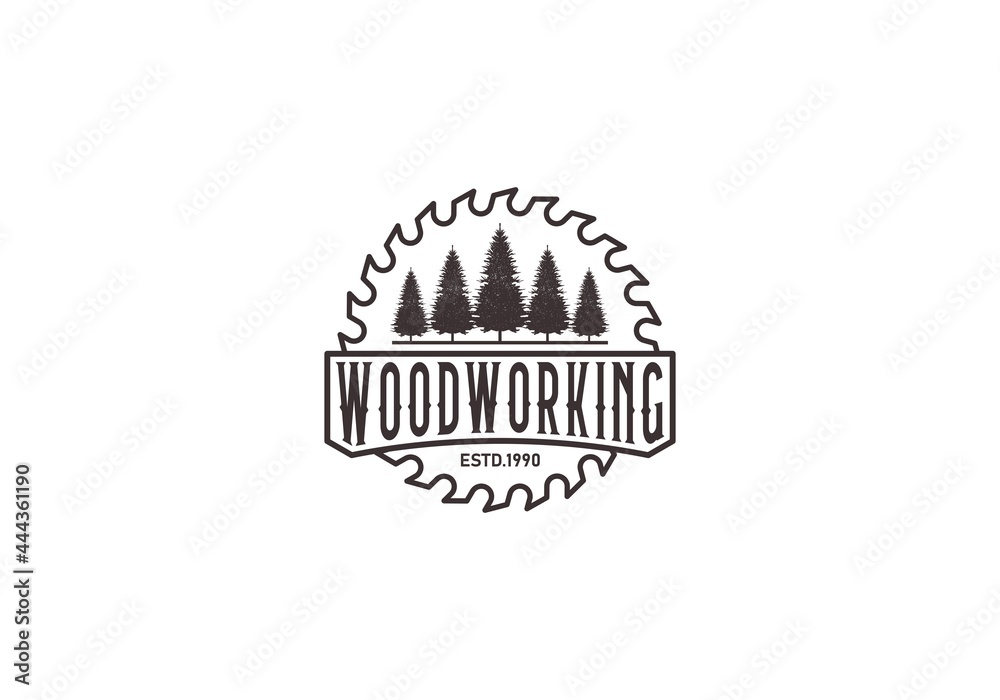 woodworking logo template in white background woodworking logo template in white background