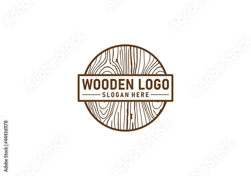 logo design with wood grain, vector illustration, wood concept, sign, symbol, icon, design template