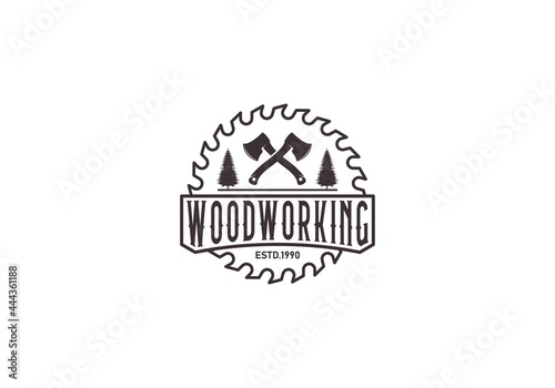 woodworking logo template in white background