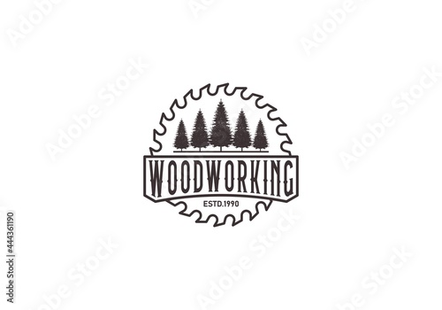 woodworking logo template in white background