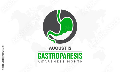 Gastroparesis awareness month vector banner, poster, background template observed on august. Health messages about gastroparesis, treatment.
