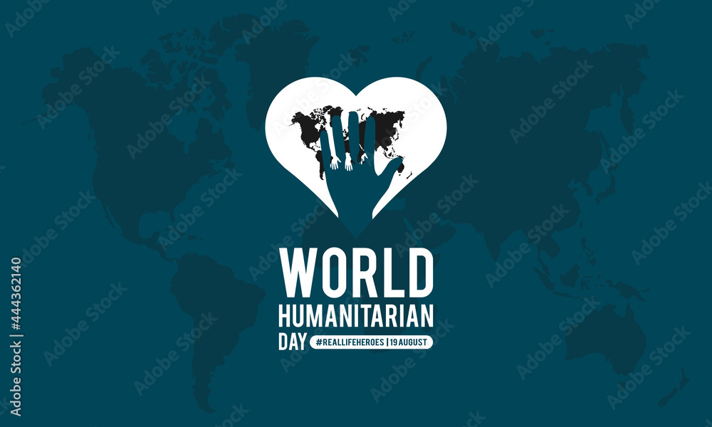 Naklejka premium World humanitarian day awareness month vector banner template observed on august