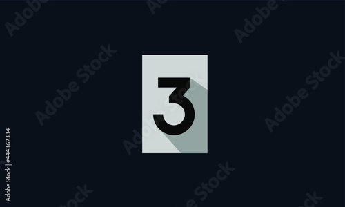 Grey Unique Modern Number 3 Square Logo