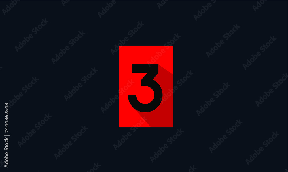 Red Unique Modern Number 3 Square Logo Red Unique Modern Number 3 Square Logo