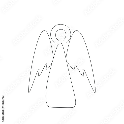 Fotomural Christmas angel silhouette line drawing vector illustration