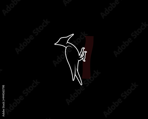 Woodpecker Silhouette. Isolated Vector Animal Template for Logo Company, Icon, Symbol etc