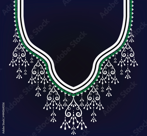 neck embroidery Geometric Ethnic oriental traditional necklace embroidery design for fashion women clothing and wrapping