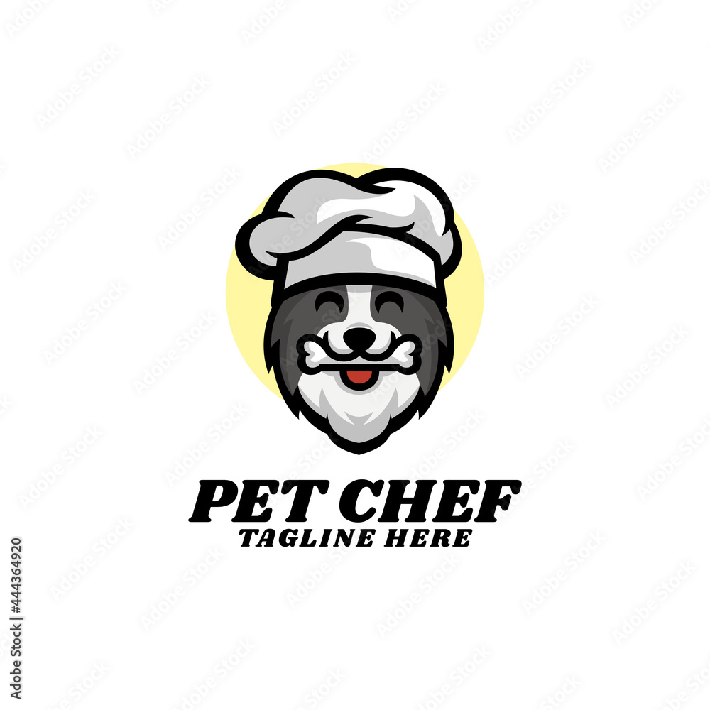 Vector Logo Illustration Pet Chef Mascot Cartoon Style.