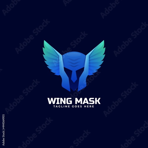 Vector Logo Illustration Wing Mask Gradient Colorful Style.