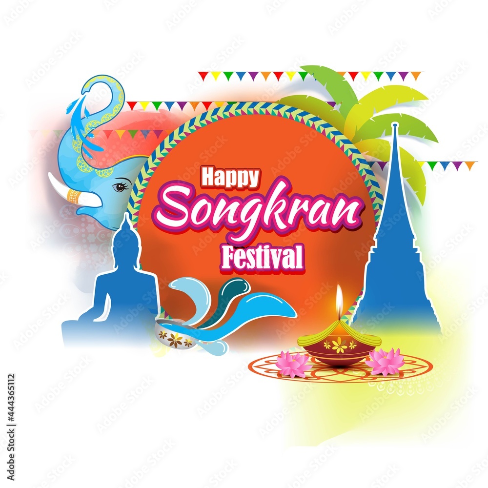 VECTOR ILLUSTRATION  FOR HAPPY SONGKRAN, THAILAND FESTIVAL WITH TEXT SONGKRAN MEANS  NEW YEAR