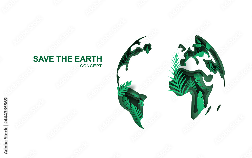 Earth Day. World Environment day. 3d paper cut eco friendly design. Paper carving layer green leaves shapes with shadow Eco concept. Save the earth. Happy Eco Background social poster save the planet Earth Day. World Environment day. 3d paper cut eco friendly design. Paper carving layer green leaves shapes with shadow Eco concept. Save the earth. Happy Eco Background social poster save the planet