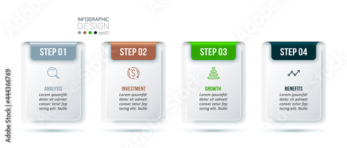 Business infographic  template with step or option design.